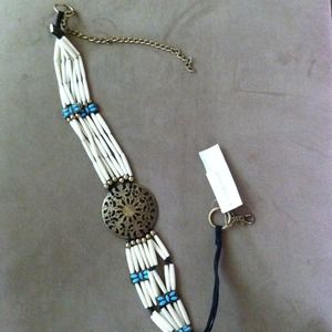 Indian inspired faux bone and turquoise belt