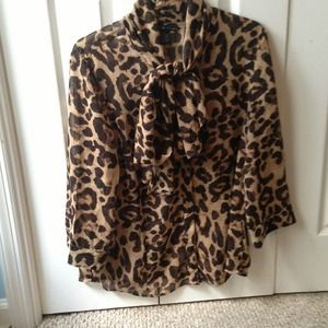 Cheetah print sheer blouse 😊