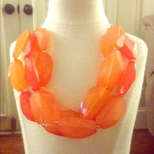 Chunky 3strand Shades of Orange Necklace