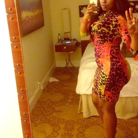 Colored cheetah dress