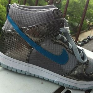Nike high tops .. Blue gray and silver sneakers