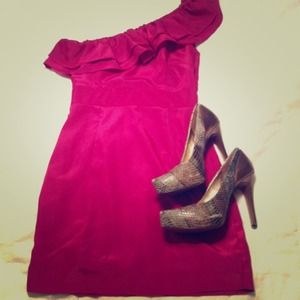 Fuchsia one shoulder dress