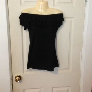 Black off the shoulder top with ruffles