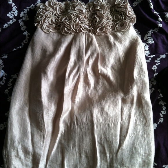 Strapless Shimmer Satin Rosette Dress - Picture 2 of 3