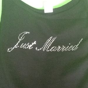 JUST MARRIED SPAGHETTI STRAP T-SHIRT