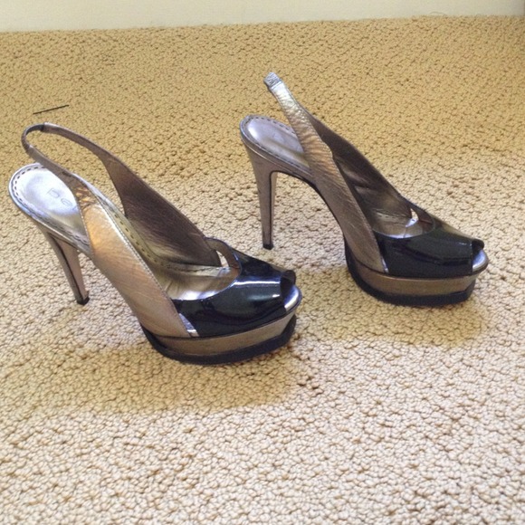 Bebe black and silver heels