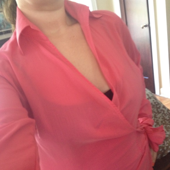 Coral wrap shirt NWOT