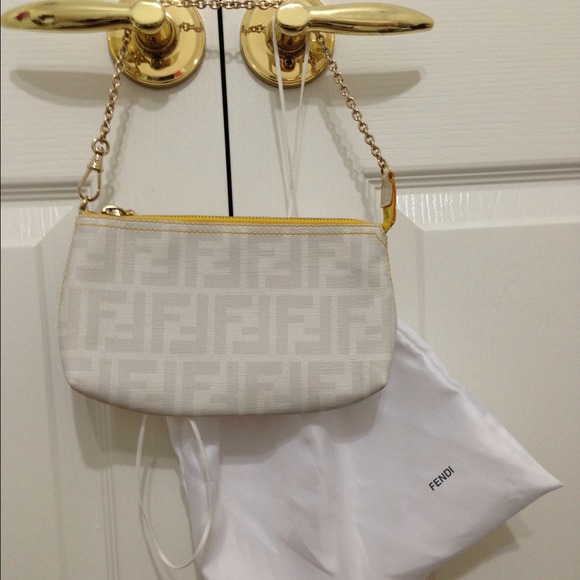 Fendi white & yellow zucca spalmati chain baguette - Picture 2 of 3