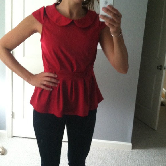 Red peplum top SOLD!! - Picture 2 of 3