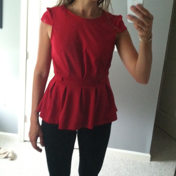 Red peplum top SOLD!! - Picture 3 of 3