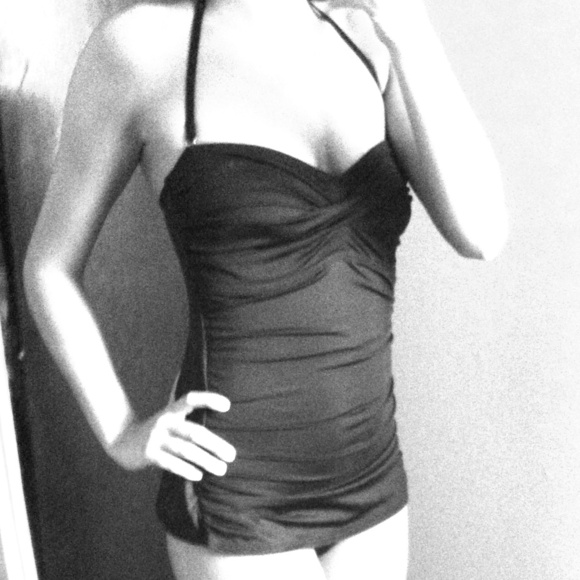 Black Bandeau Top One Piece Swimsuit