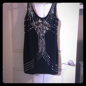 Black dress with sequin design on front