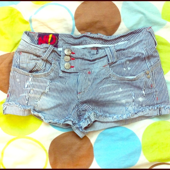 Vertical Striped Denim shorts