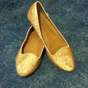 Sparkly gold flats