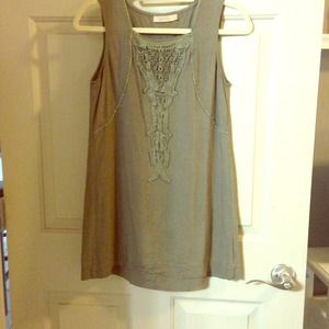 Olive green linen dress