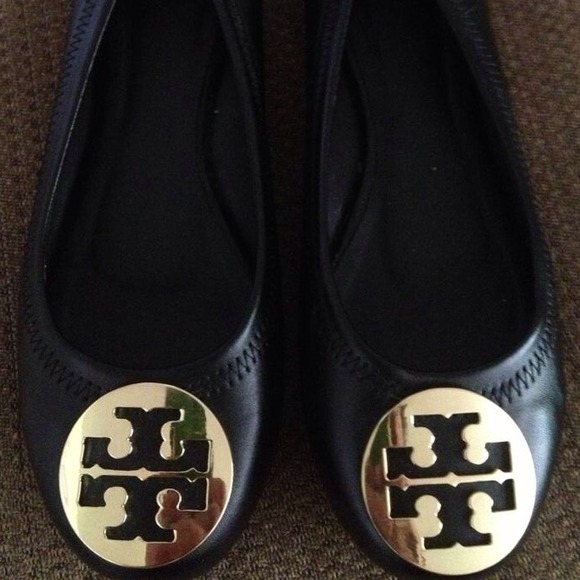 Tory Burch  Black Leather "reva" ballet Flats