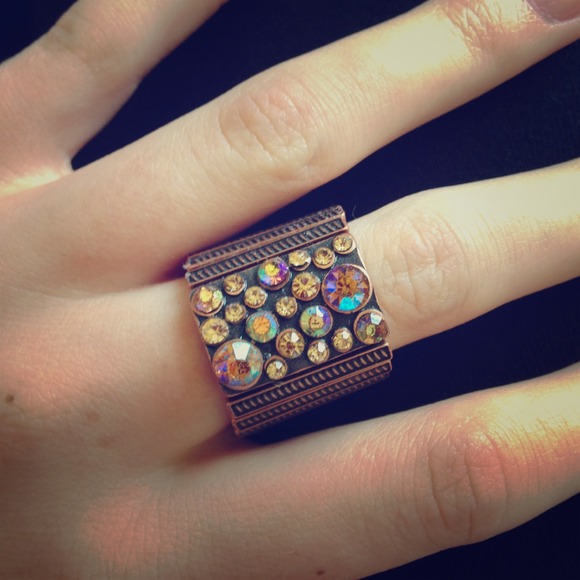 Copper Rhinestone Encrusted Ring