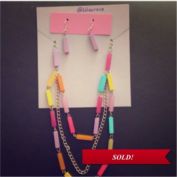 SOLD!!! Tutti frutti necklace & earring set