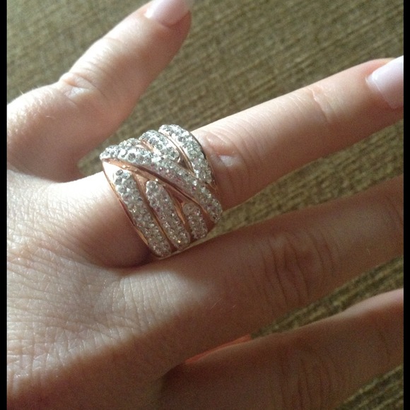 Jewelry - Stainless Steel & Crystal Ring in 18K Rose-gold