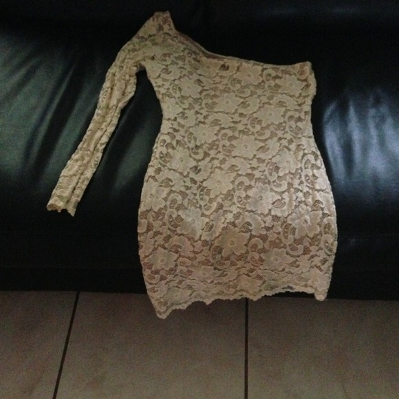Beige one long sleeve dress