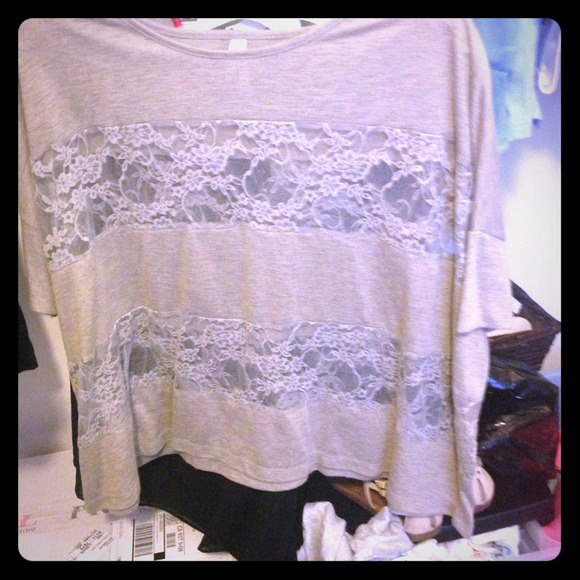 Grey & lace top