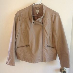 LC Lauren Conrad Faux Leather Moto Jacket XL Taupe