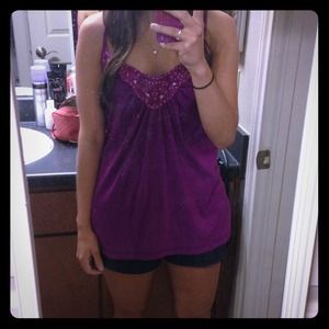 Purple tank with cute neckline!