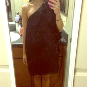 Amazing black silk one shoulder dress
