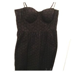 Black printed sun dress with cups