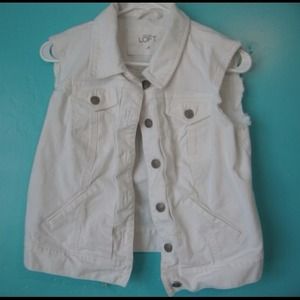 White destroyed edge denim vest