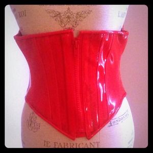 Sexy red vinyl corset