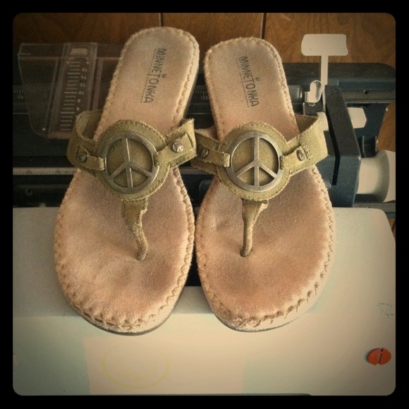 Minnetonka leather peace sandals.