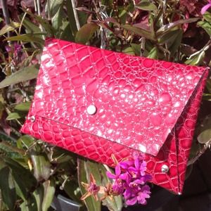 Custom Made Red Faux Dragon Hide Clutch