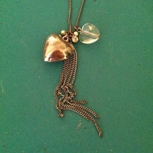 Silver heart charm necklace