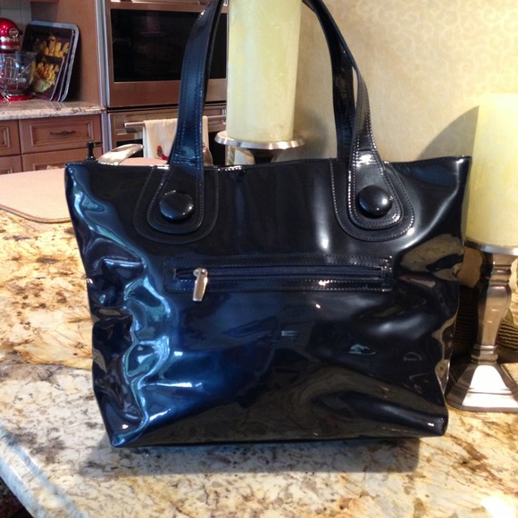 blue patent leather bag