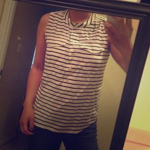 100% silk striped sleeveless shirt