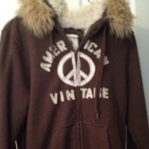 American vintage zip front hoodie