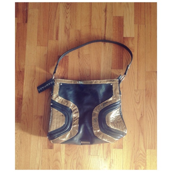 Large black and gold purse