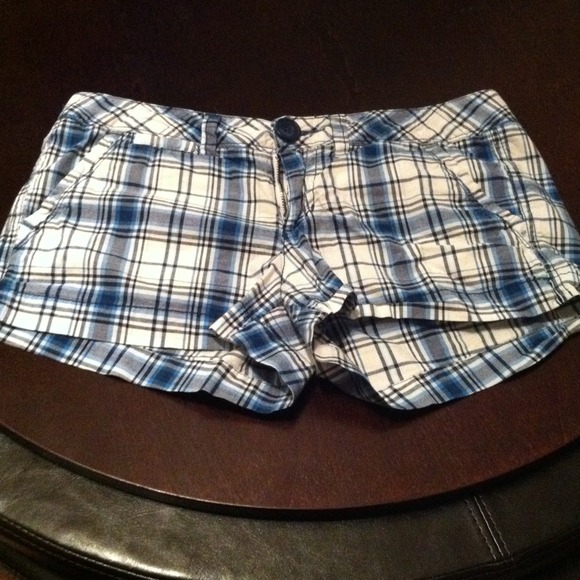 Plaid blue and white shorts