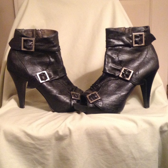 Peep toe booties