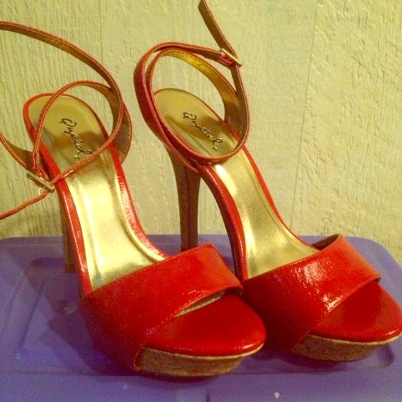 Red Women's Platform Sandals with Ankle Straps