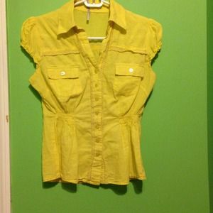 Yellow button up shirt