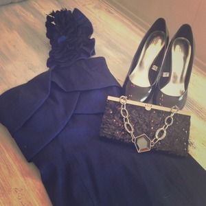 One shoulder Mini Blue ruffle Cocktail Dress