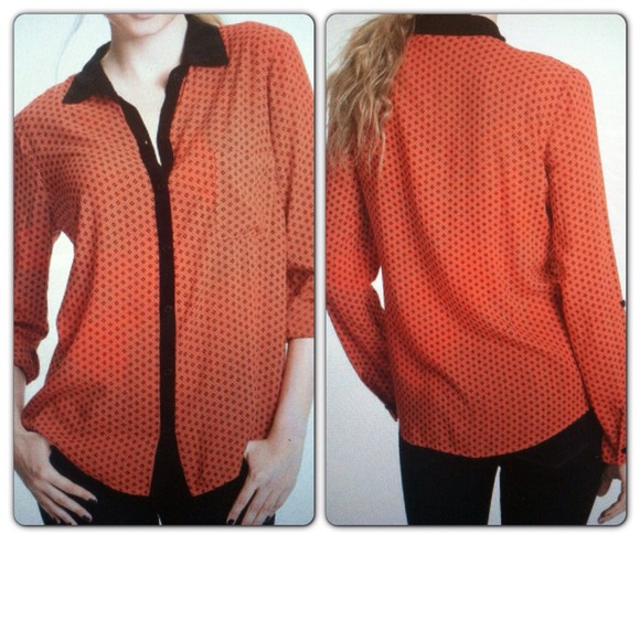 Splendid Geo Dot Contrast Collar Shirt