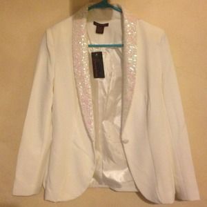 White sequin blazer