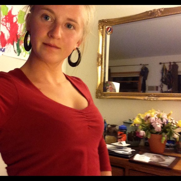 Donated! Red low cut stretch top - Picture 4 of 4