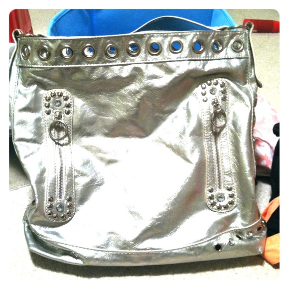 Flashy handbag rhinestones silver