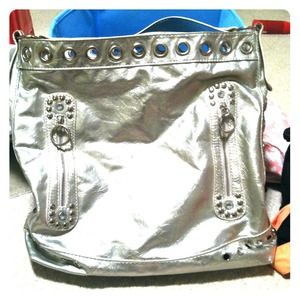 Flashy handbag rhinestones silver