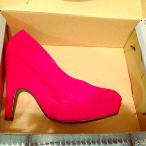 Red suede heels