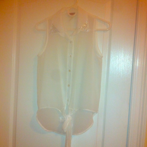 NWT sheer white top w diamonds. Free shipping. - Picture 1 of 3